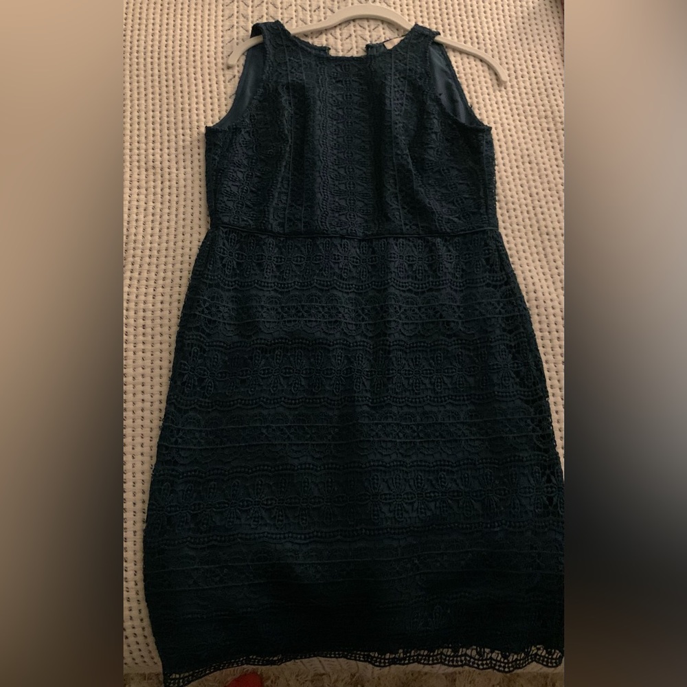 Loft, dress, emerald green, lace, size 0